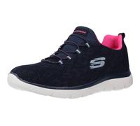 Skechers Summits Leopard Spot Baskets pour Femme, Bordure en Maille Bleu Marine Rose Vif, 39