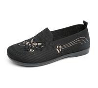 Baskets Slip-on Chaussures Plates Confortables en, brodées et imprimées, de qualité Export, pour Femmes. Baskets élégantes et décontractées, Style mom Shoes. (Black, 37)