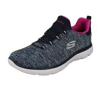 Skechers Femme Sneakers Basket, Bleu Marine/Rose Fuchsia, 38 EU