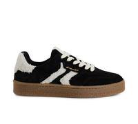 Baskets Tamaris Femme Noires Blanches En Fourrure En Suède En Cuir À Lacets