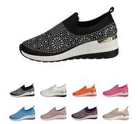 Baskets tendance à paillettes pour femme - Chaussures compensées en maille scintillante - Chaussures respirantes - Baskets tendance pour femme, Noir , 40 EU