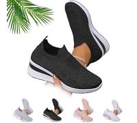 Baskets tendance à paillettes pour femme - Chaussures compensées en maille scintillante - Respirantes - Chaussures de tennis tendance à enfiler - Baskets de mariée pour femme, Noir , 43 EU