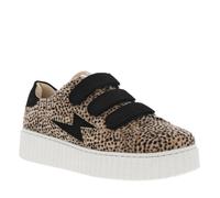 Baskets tennis beiges plates, imprimé léopard avec texture à poils 37