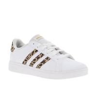 Baskets tennis blanches à imprimé léopard avec des lacets plats blancs 36,5