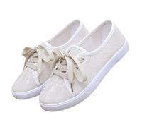 Baskets Toile Femme Été Oktoberfest Sneakers Plates Décontractées avec Motif Fleurs Brodées - Chaussures Sport Légeres à Lacets Confort Max pour Ville, Bureau et Randonnée Légère