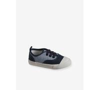 Baskets toile rayée bébé lacets élastiqués rayé bleu 19