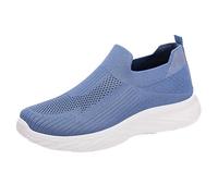 Baskets tricotées à enfiler pour femme - Légères - Chaussures de travail antidérapantes - Confortables et respirantes - Pour la marche, les voyages, le travail, bleu, 38.5 EU