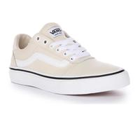 Baskets Vans Ward Deluxe en cuir pour femmes - Crème - Lacets - Rayures latérales 38