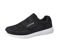 Baskets Velcro pour homme - Coupe large - Taille 44 - Maille respirante - Légères - Sangle réglable - Chaussures de marche décontractées confortables et antidérapantes pour personnes âgées - Fitness