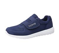 Baskets Velcro pour homme - Coupe large - Taille 44 - Maille respirante - Légères - Sangle réglable - Chaussures de marche décontractées confortables et antidérapantes pour personnes âgées - Fitness