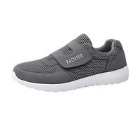 Baskets Velcro pour homme - Coupe large - Taille 44 - Maille respirante - Légères - Sangle réglable - Chaussures de marche décontractées confortables et antidérapantes pour personnes âgées - Fitness