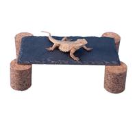 Basking Rock - Décoration de grotte d'escalade pour gecko | Texture ardoise avec piquets en liège et sourit surélevé pour les serpents d'eau douce, les crapauds, les lézards et les habitats reptiliens