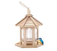 basku Mangeoire à oiseaux hexagonale en bois pour écureuil - Mangeoire à oiseaux à suspendre pour oiseaux sauvages - Mangeoire à oiseaux pour oiseaux sauvages et noix pour décoration de jardin et cour