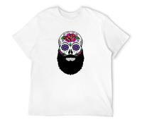 BASLIL TOAST brunch Men's Bearded Skull Day of The Dead T-Shirts White S