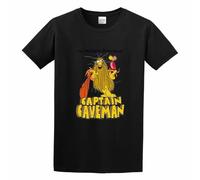 BASLIL TOAST brunch Men's Captain Caveman Retro Animated 80'S TV Show O-Neck Cotton T Shirt Black XXL