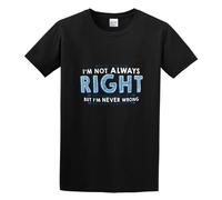BASLIL TOAST brunch Men's I'm Not Always Right But I'm Never Sarcastic Very Funny Cotton T Shirt Black L