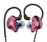 BASN Bsinger Écouteurs intra-auriculaires filaires avec isolation phonique, deux pilotes dynamiques, IEM haute définition avec câble MMCX détachable pour musiciens, batteurs, chanteurs (bleu et violet