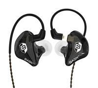 BASN Bsinger Écouteurs intra-auriculaires filaires avec isolation phonique, deux pilotes dynamiques, IEM haute définition avec câble MMCX détachable pour musiciens, batteurs, chanteurs (noir)