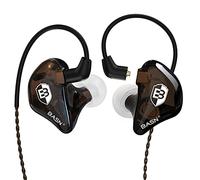 BASN Bsinger Écouteurs intra-auriculaires filaires avec isolation phonique, deux pilotes dynamiques, IEM haute définition avec câble MMCX détachable pour musiciens, batteurs, chanteurs (marron)