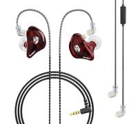 BASN Bsinger Écouteurs intra-auriculaires professionnels pour moniteur, écouteurs IEM à deux broches à 2 broches avec micro, son clair, écouteurs HiFi pour musiciens, batteurs et scène (rouge, 2