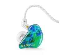 BASN Écouteurs intra-auriculaires pour musiciens, triple conducteur à isolation phonique avec 2 câbles amovibles MMCX (vert glacier)