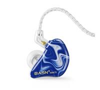 BASN MMCX Écouteurs intra-auriculaires pour musiciens, écouteurs professionnels à triple pilote avec étui IEM et embouts en mousse à mémoire de forme (bleu glacier)