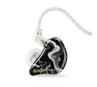 BASN MMCX Moniteurs intra-auriculaires triple pilote basses riches, écouteurs HiFi stéréo IEM câbles amovibles améliorés pour audiophiles musiciens (porcelaine noire)