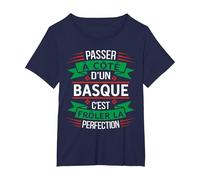 Basque Parfait Idée Cadeau Humour Pays Basque T-Shirt, Femme Grandes Tailles, Bleu Marine, 4X