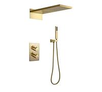 Basqueur thermostatique Bascade cascade 500x220 mm à 3 fonctions Système de douche noir comprenant la pomme de douche et le tuyau set-black-b, Blackb