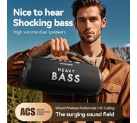 BASS-31 30W haut-parleurs Boombox haute puissance Portable bluetooth caisson de basses coloré lecteur mp3 colonne puissante centre Audio boîte de son-Gris