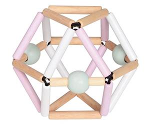 Bass&Bass - NORDIK PINK GRABBER - Hochet, Anneau de dentition & Apprentissage Musculaire - Jouet en Bois Bébé