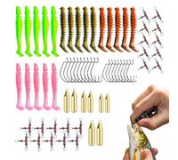 Bass Fishing Lures Kit - 68 pièces assorties Tackle Set With Organized Carry Case, Crankbait Soft Worm Spinner Jig Hooks For Outdoor Lake River Sea Trips | Complete Angler Starter Pack