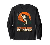Bass Fishing My Fishing Buddy Calls Me Dad Vintage Homme Funn Manche Longue