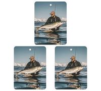 Bass Fishing Wave Lot de 3 désodorisants carrés à suspendre pour voiture, maison, bureau Noir