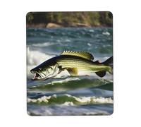 Bass Fishing Wave Print Mouse Pad Pad Gaming Mousepad, Tapis de souris d'ordinateur pour ordinateur portable Tapis de souris 10 x 12 pouces Bureau 20,9 x 22,5 cm