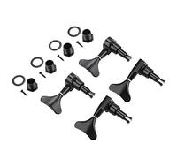 Bass Guitar Tuning Pegs | 2L2R Sealed Machine Heads for Replacement & DIY | Fishtail Button Design Helps Avoid Oxidation/Damage | Zinc Alloy Construction (Noire)
