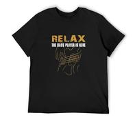 Bass Player Relax The Bass Player is Here Acoustic Electric Guitars Music T-Shirt Mens Black Tees Unisex Shirt XL
