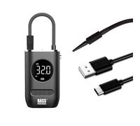 BASS POLSKA Mini compresseur sans fil avec écran numérique, 11 bar, 70 W, 5000 mAh, rechargeable en USB-C, pompe à air portable avec lampe de poche et 3 embouts