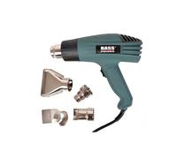 BASS Polska Pistolet à air chaud 2000 W avec kit de buses, 2 niveaux de température 400 °C/600 °C, débit d'air 300/500 l/min, électrique 230 V
