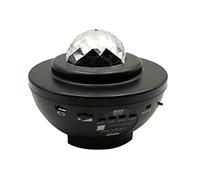 BASS POLSKA Veilleuse avec projecteur d'étoiles Haut-parleur Bluetooth 8-16W Batterie rechargeable 2000 mAh Affichage 15-50 m² Cadeau pour un enfant Chambre d'enfant Chambre Noir