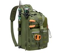Bassdash Sac à Dos de Pêche Convertible avec Support de Canne à Pêche, Sac de Rangement de Matériel Tactique Ajustable et Résistant à l'eau FP07