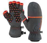 Bassdash WinteFlex Moufles Convertibles de pêche sur Glace isolées Temps Froid Gants sans Doigts en Polaire Résistant à l'eau pour Hommes Femmes Chasse Photographie Randonnée