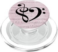 Basse Clé de Sol Cœur Vintage Rose Partition Bassiste PopSockets PopGrip pour MagSafe