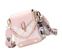 BASSE CROVE CUIR Mini épaule à la mode | Petit sac à bandoulière compact avec sangle réglable-portefeuille léger élégant pour les femmes travaillant l'école de voyage et les éléments, rose,