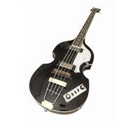 Basse électrique violon 4 cordes, diapason court 41 pouces - Corps creux en tilleul avec aspect érable flammé et manche(Black)