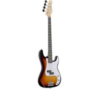 Basse électrique Woodbrass PB100 Sunburst - Guitare basse polyvalente idéale pour débuter - Corps forme PB Frêne Touche érable - Style rock, pop, funk, blues, hard, jazz
