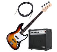 Basse Guitarre E-Bass Electrique JB-Style Jazz 4 Corde Pack Ampli Combo Sunburst