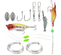 Basse Kit d'appâts artificiels réalistes avec hameçons | Leurres artificiels pour eau douce, eau salée, maquereau, poisson-chat, perche, truite, poisson prédateur