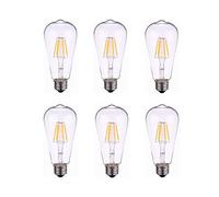 Basse tension Ampoule E27 LED 12V 24V 36V ST64 6W Filament Edison LED 2700K Jaune Blanc Chaud AC / DC12-36V for VR Camper Marine, Lumière Solaire et Off Grid Pack de 6