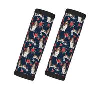 Basset Hound bleu marine et fleurs coquelicot, Lot de 2 protections pour poignées de valise, housses de poignée souples et confortables, étiquette à bagages